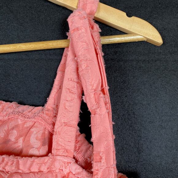 Lauren Conrad Womens Blouse Peach Coral One Shoulder Ruffle Fringe Stretch L - Picture 13 of 15